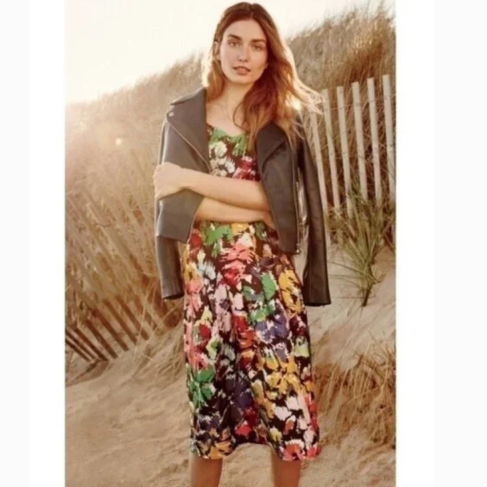 J. Crew Summer Brushstroke Silk Midi Dress Size 8